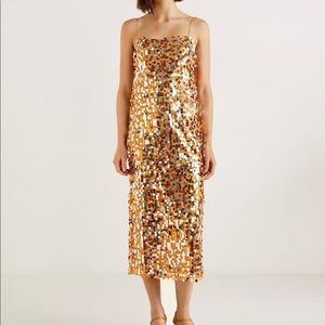 Mango Orange Sequin Dress (Size 6)